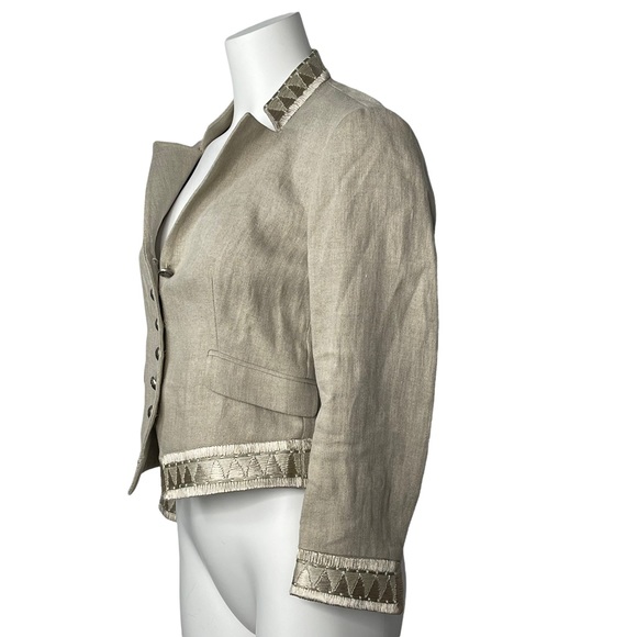 ETRO Linen Embroidered Military Style Jacket Crop 42 EU - Picture 2 of 10